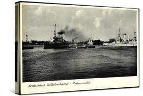 Wilhelmshaven, Blick Zum Hafen, Kriegsschiffe-null-Stretched Canvas