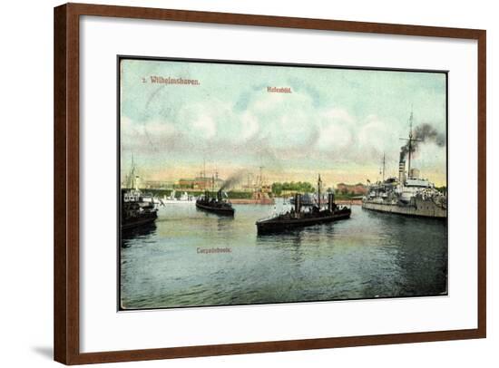 Wilhelmshaven Nordsee,Dampfer Im Hafen, Torpedoboote--Framed Giclee Print