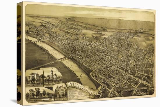 Wilkes-Barre, Pennsylvania - Panoramic Map-Lantern Press-Stretched Canvas