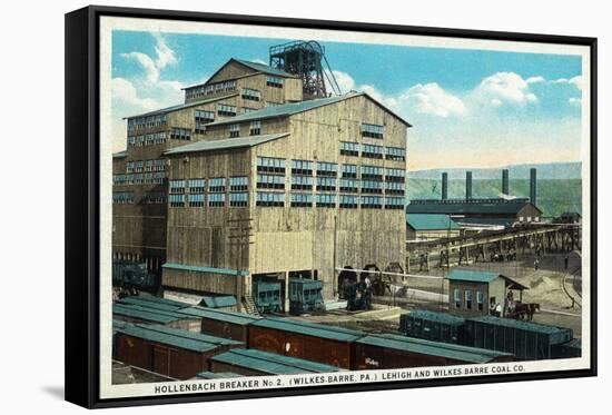 Wilkes-Barre, Pennsylvania - Trains at Lehigh and Wilkes-Barre Coal Company-Lantern Press-Framed Stretched Canvas