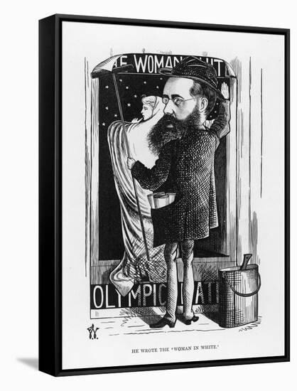 Wilkie Collins English Novelist: a Satire on His Popular Novel the Woman in White-F. Waddy-Framed Stretched Canvas