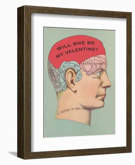 Will She Be My Valentine, Phrenology-null-Framed Art Print