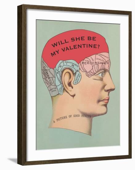 Will She Be My Valentine, Phrenology-null-Framed Art Print