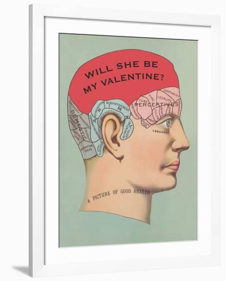 Will She Be My Valentine, Phrenology-null-Framed Art Print