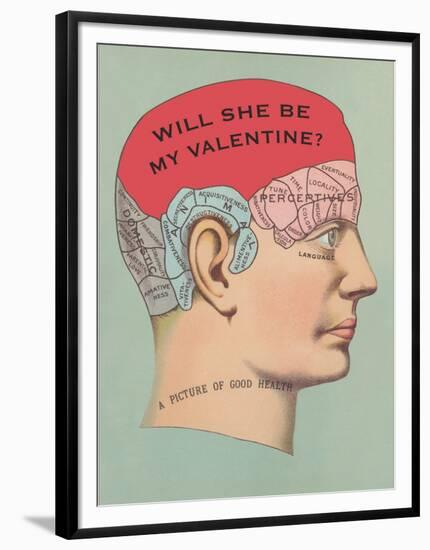 Will She Be My Valentine, Phrenology-null-Framed Art Print