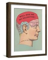 Will She Be My Valentine, Phrenology-null-Framed Art Print