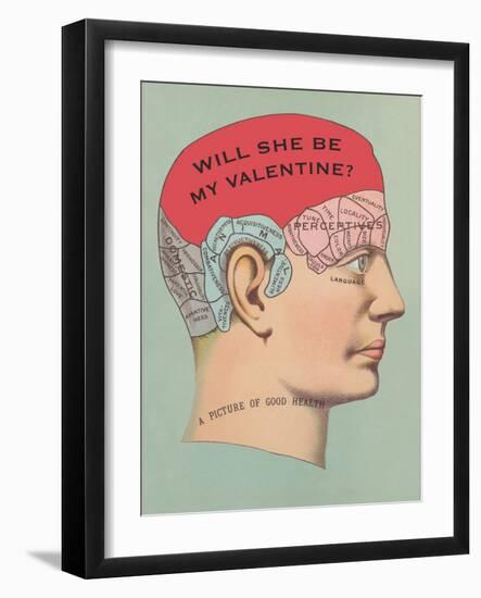 Will She Be My Valentine, Phrenology-null-Framed Art Print