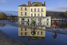 View of Floodwater Outside the Severn View Hotel-Will Watson-Framed Stretched Canvas