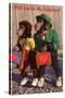 Will You Be My Valentine? Chimps with Heart Suitcases-null-Stretched Canvas