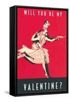 Will You Be My Valentine, Dancing Couple-null-Framed Stretched Canvas