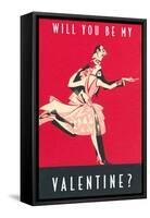 Will You Be My Valentine, Dancing Couple-null-Framed Stretched Canvas