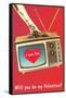 Will You Be My Valentine? Heart on TV-null-Framed Stretched Canvas