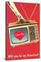 Will You Be My Valentine? Heart on TV-null-Stretched Canvas