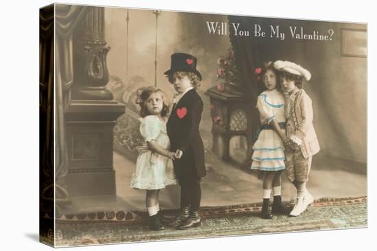 Will You Be My Valentine? Two Child Couples-null-Stretched Canvas