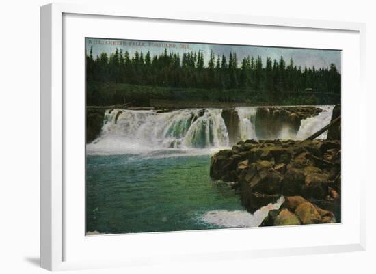 Willamette Falls in Portland - Portland, OR-Lantern Press-Framed Art Print