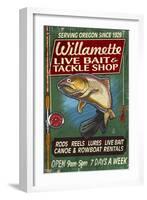 Willamette, Oregon - Tackle Shop Trout Vintage Sign-Lantern Press-Framed Art Print