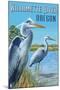 Willamette River, Oregon - Heron Scene-Lantern Press-Mounted Art Print