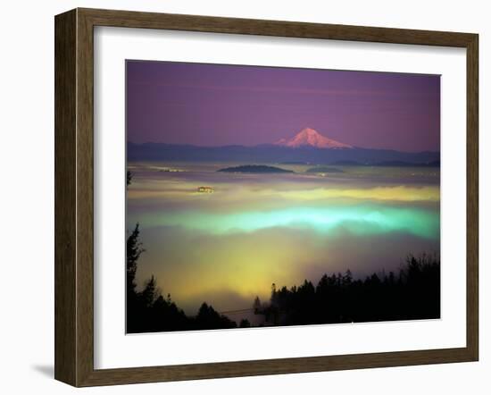 Willamette River Valley in a Fog Cover, Portland, Oregon, USA-Janis Miglavs-Framed Premium Photographic Print