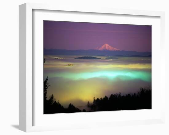 Willamette River Valley in a Fog Cover, Portland, Oregon, USA-Janis Miglavs-Framed Premium Photographic Print