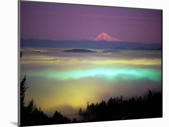 Willamette River Valley in a Fog Cover, Portland, Oregon, USA-Janis Miglavs-Mounted Premium Photographic Print