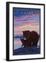 Willapa Bay, Washington - Bear and Cub-Lantern Press-Framed Art Print