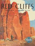 Red Cliffs Navajo Land, New Mexico - Vintage Santa Fe Railroad Travel Poster, 1950s-Willard Elms-Mounted Art Print