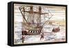 Willem Barents' Ship Among the Arctic Ice, 1594-1597-null-Framed Stretched Canvas