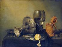 Still Life of a Roemer, an Overturned Silver Tazza, a Flute and a Ham, 1643-Willem Claesz. Heda-Framed Giclee Print