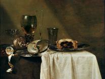 Still Life of a Roemer, an Overturned Silver Tazza, a Flute and a Ham, 1643-Willem Claesz. Heda-Framed Stretched Canvas