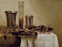 Still Life of a Roemer, an Overturned Silver Tazza, a Flute and a Ham, 1643-Willem Claesz. Heda-Framed Giclee Print