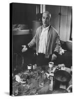 Willem de Kooning Preparing to Drink a Cup of Coffee in His East 10th St. Studio-James Burke-Stretched Canvas