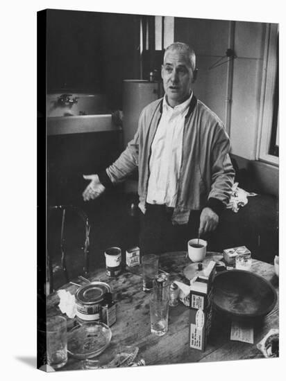 Willem de Kooning Preparing to Drink a Cup of Coffee in His East 10th St. Studio-James Burke-Stretched Canvas