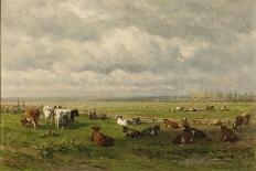 Meadow Landscape with Cattle, c.1880-Willem Roelofs-Stretched Canvas