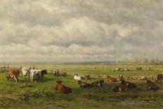 Polder Landscape with Windmill Near Abcoude, C. 1870-Willem Roelofs-Framed Stretched Canvas
