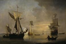 An English Galliot at Anchor with Fishermen laying a Net, 1691-Willem Van De Velde-Framed Stretched Canvas