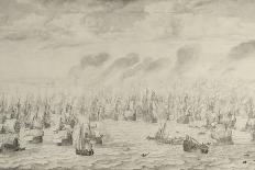 Ships and Militia by a Rocky Shore, C.1680 (Pen and Ink on Prepared Canvas)-Willem Van De Velde the Elder-Giclee Print