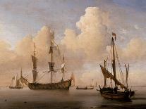 A Dutch Ship, a Yacht and Smaller Vessels in a Breeze, C. 1660-Willem Van De Velde The Younger-Stretched Canvas