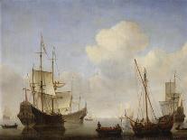 A Dutch Ship, a Yacht and Smaller Vessels in a Breeze, C. 1660-Willem Van De Velde The Younger-Framed Stretched Canvas