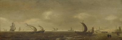 Seascape on the Beach of Scheveningen-Willem van Diest-Framed Stretched Canvas