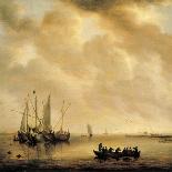 Seascape on the Beach of Scheveningen-Willem van Diest-Framed Stretched Canvas