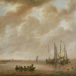 Seascape on the Beach of Scheveningen-Willem van Diest-Stretched Canvas