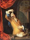 T31553 a Cavalier Standing at a Window Examining a Roemer (Panel)-Willem Van Mieris-Giclee Print