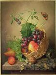A Basket of Grapes and Apples on a Marble Ledge-Willem Verbeet-Stretched Canvas