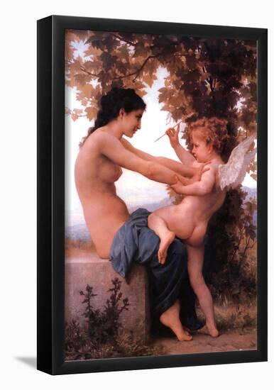 William-Adolphe Bouguereau A Young Girl Defending Herself Against Eros Art Print Poster-null-Framed Poster