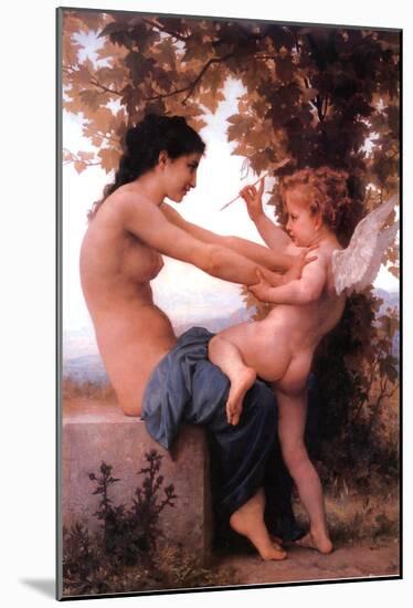 William-Adolphe Bouguereau A Young Girl Defending Herself Against Eros Art Print Poster-null-Mounted Poster