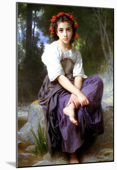 William-Adolphe Bouguereau At the Edge of the Brook Art Print Poster-null-Mounted Poster