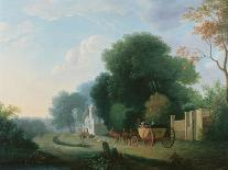 Punt on the River Clodiagh at Charleville Forest, Offaly with Farm and Dairy beyond-William Ashford-Giclee Print