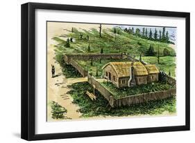 William Bradford's House in Plymouth Colony, 1621-null-Framed Giclee Print