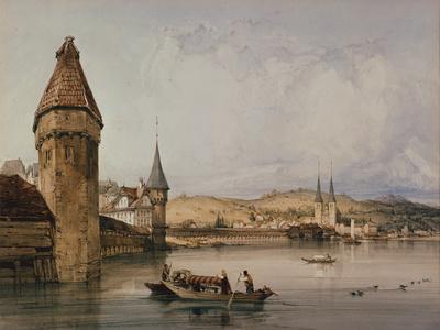 Town of Lucerne, on the lake of Quatre Cantons, 1838 watercolor