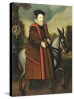 William Cecil, 1st Baron Burghley (1520-1598), Riding a Grey Mule, English School-null-Stretched Canvas